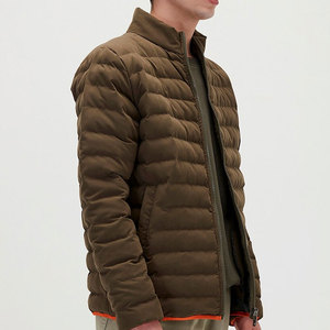 Veste matelassée en toile brodée personnalisée pour homme, marron bronze, manteau d'hiver léger, isolé, parka d'extérieur imperméable, réversible - Product Image 5