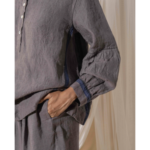 Chemisier ample en lin BARUNI pour femme, col à volants, 100 % popeline tricotée, tailles XS-XXL, idéal automne et printemps - Product Image 1