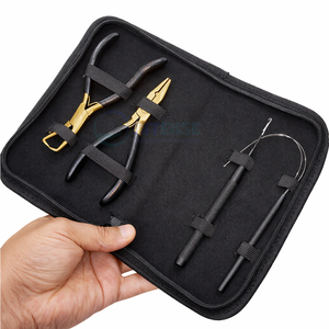 Kit d'outils professionnels pour extensions de cheveux plaqué or avec pinces et crochets pour application en salon - Product Image 1