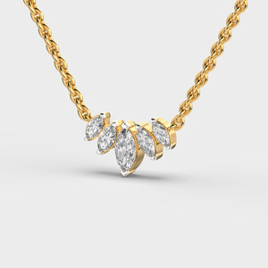 Collier en or jaune pour femme avec diamant taille marquise, chaîne classique pour un usage quotidien - Product Image 3