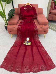 Saree นักออกแบบที่สวยงามพร้อมการทำงานด้วยมือ - Product Image 2