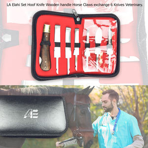 Coffret cadeau 2026 de 7 couteaux à ongles de cheval à manche en bois, 6 couteaux vétérinaires avec étui, vente chaude ODM OEM - Product Image 4