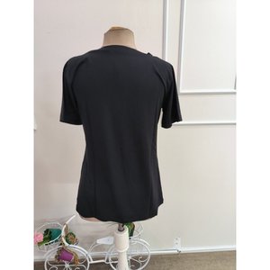 Women'<b>s</b> Short-Sleeved V-Neck Viscose <b>Blouse</b>, 35460 - Black - Product Image 5