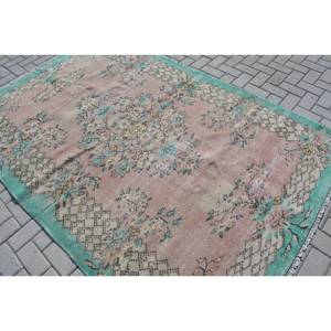 พรมลายเย็บปะสีเขียว8.1ft x 5.4แบบวินเทจแผ่นยางรองหลังสำหรับวัยรุ่น - Product Image 4