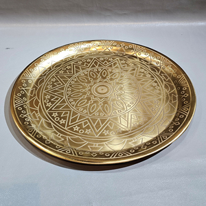 Mughal thiết kế sang trọng vàng thaali tấm đồ ăn Bộ đồ ăn hiện đại sang trọng sắt đặt bữa ăn tối tấm bởi Ấn Độ nhà sản xuất - Product Image 2