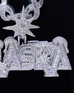 Colgante con Inicial Personalizada para Hombre, Plata de Ley 925, Diamante Moissanite VVS, Estilo Hip Hop, Colgante con Nombre de Letra con Incrustaciones, IGI - Product Image 2