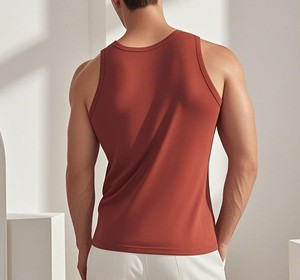 "Cotton solid color round neck <b>men's</b> vest Custom Mehroon Gym <b>Tank</b> <b>Top</b>, Slim Fit Workout Vest with Logo" - Product Image 3