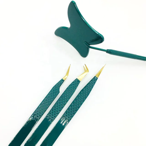 แหนบขนตาปลอมสีเขียวกล่องสีเขียวแยกขนตาปลอม - Product Image 5