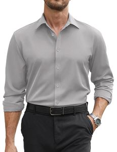Camisa de corte recto en tela 100% algodón. Mangas largas, sin bolsillo, y disponible en una variedad de colores. - Product Image 1