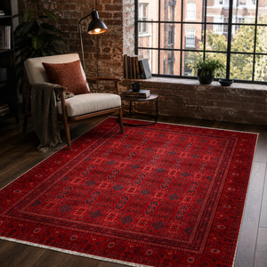 <b>Rug</b> Weavers RW7138 Talish Burgundy <b>Tribal</b> Washable <b>Rug</b> Dropshipping Wholesale Washable Chenille 10 Sizes - Product Image 4