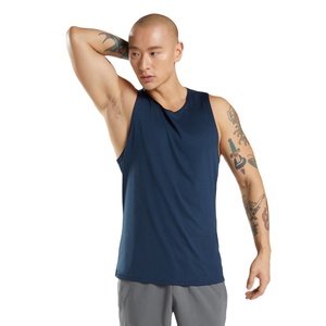 Camiseta sin mangas de alta calidad con cuello redondo para gimnasio para hombre, diseño de logotipo personalizado, tejido de punto informal de poliéster transpirable competitivo - Product Image 2
