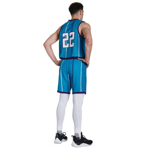 High Quality Lightweight Breathable Quick Dry 100% Polyester Men's <b>Basketball</b> Jersey Shorts Set Reversible Custom Digital Print - Product Image 4