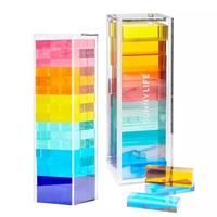 Tour de blocs en acrylique personnalisable, tailles et couleurs variées, jeu de blocs en acrylique pour l'interaction parent-enfant, présentoir