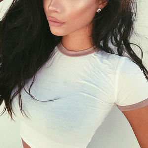 Camisetas cortas de verano, camisetas cortas básicas sexis, camisetas de manga corta, camiseta de manga corta, camiseta de manga corta para mujer en contraste - Product Image 5