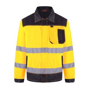Vêtement de travail réfléchissant pour travaux routiers en hiver, veste de sécurité à capuche en polaire chaude avec fermeture éclair - Product Image 4