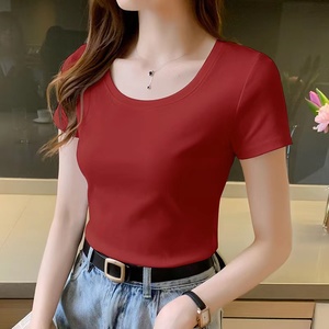 Camiseta de algodón de gran tamaño de Color personalizado para mujer, camisetas de alta calidad, camisetas de talla grande para mujer con logotipo personalizado, Camiseta de algodón 100% - Product Image 6