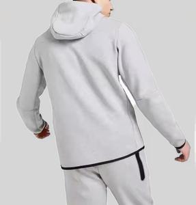 Qualité hommes deux pièces Gym Fitness Tech polaire entraînement survêtement XL à capuche ensemble respirant imprimé Logo hiver Streetwear solide - Product Image 6