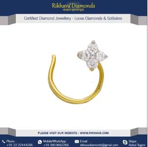Joyería fina para mujer 18kt oro amarillo diamantes nariz Pin para dama regalo a precio razonable por exportador nariz Pin - Product Image 6