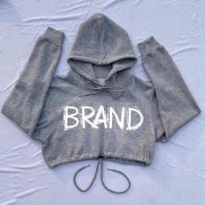 New Arrival Branded 100% Cotton Crop Top Gym Women's Hoodies Casual <b>Drop</b> Shoulder Oversized Printed Hoodie Sweatshirt for Girls - Product Image 1
