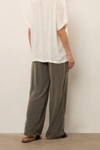 Boho Chic jambe large pantalon d'été droit pour les femmes tirer chaîne taille haute décontracté confort porter des pantalons à jambes larges pour les femmes - Product Image 4