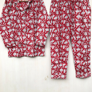 Ensemble pyjama femme, motif floral indien, ensemble pyjama imprimé, tenue de nuit, tenue de soirée, cadeau de Noël pour elle - Product Image 1