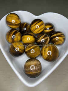 Boule de sphère d'oeil de tigre jaune naturel de haute qualité sculptée Feng Shui pierre précieuse de cristal de guérison pour l'amour d'équilibre d'énergie négative - Product Image 4