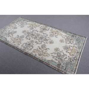 พรมตุรกีขนาด 3.6x7.2 ฟุต พรมวินเทจ ลายต้นไม้และพืชสีน้ำเงินขาว พรมขนสัตว์ - Product Image 2