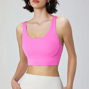 Top Deportivo Corto de Yoga para Mujer, Personalizado al por Mayor, Sin Costuras, de Nailon y Spandex, Resistente a Impactos, Transpirable y Ligero, para Correr y Hacer Ejercicio - Product Image 2