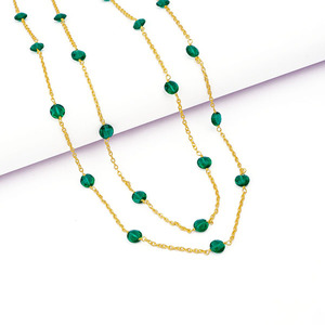 Exclusif traditionnel fabriqué à la main plaqué or émeraude lien chaîne collier classique bijoux religieux femmes demoiselles d'honneur chrétien - Product Image 1