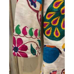 Abrigo Vintage para Mujer, Modelo M, 100% Algodón, Decoración Bordada con Rayas de Pavo Real, Tejido Transpirable para Otoño e Invierno - Product Image 6