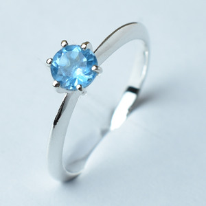 Anillos finos de Plata de Ley 925 originales con piedras preciosas de Topacio Azul Todos Los tamaños disponibles Joyería de boda al por mayor de La India - Product Image 1