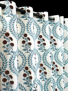 Rideaux de fenêtre moderne en coton plissé à œillets design à feuilles Rideaux de fenêtre imprimés cantonnières personnalisées pour le salon ou le bureau - Product Image 2