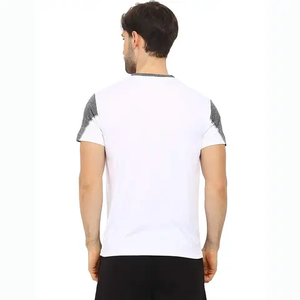 T-shirt en coton de couleur personnalisée de haute qualité pour hommes, col rond et design extensible - Product Image 2