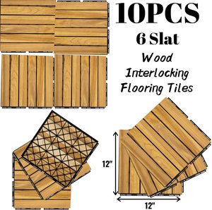 Modern 12mm Thick Interlock <b>Engineered</b> <b>Flooring</b> Beautiful Parquet Wood Deck Tiles for Outdoor Use for Balcony/Terrace/Poolside - Product Image 4