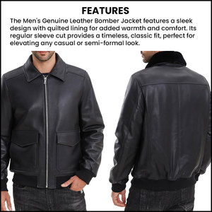 Blouson d'aviateur en cuir véritable pour hommes avec doublure matelassée pour le style et le confort Vêtements d'extérieur durables pour un usage quotidien - Product Image 5