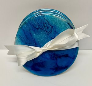 Posavasos de madera y resina hechos a mano exquisitos, piedra de mármol con incrustaciones de hojas de oro, juego de posavasos de protección de bebidas decorativas - Product Image 4