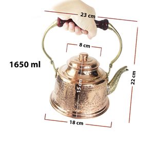Tetera de Cobre Turca Maras, Grabada a Mano, Ecológica, para Café y Té, 1L, Estilo Antiguo para el Hogar - Product Image 3