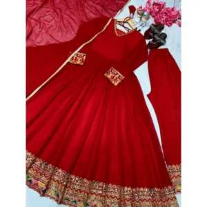 Conjunto de Vestido Anarkali Elegante para Fiestas, Traje de Palazzo y Dupatta para Mujer - Product Image 1