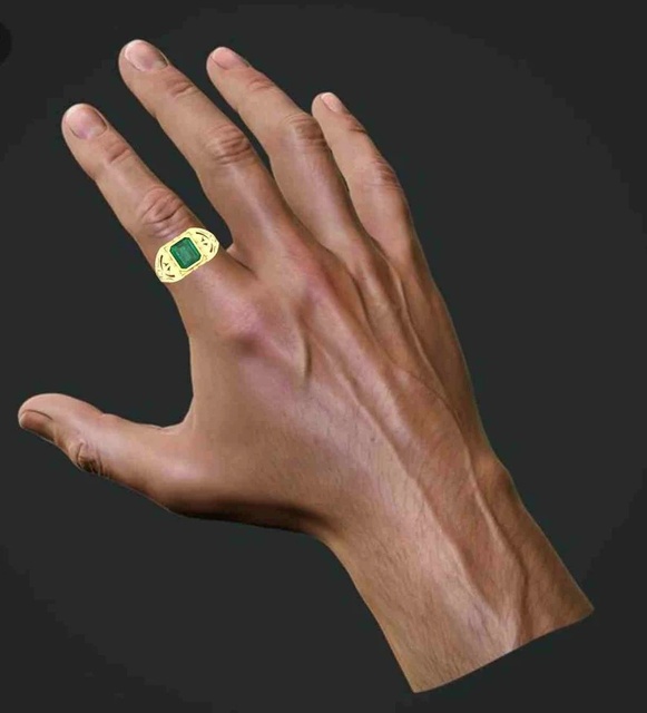 Lab Grown Emerald Cut Zambian Emerald Gemstone Ring 10K Gold Plated Bezel Set Minimalist Unisex Engagement Wedding Band Gift