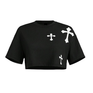 Camiseta de Algodón 100% de Alta Calidad, Transpirable, Informal, Sexy, para Club, Verano, con Estampado Digital Personalizado para Mujer - Product Image 1