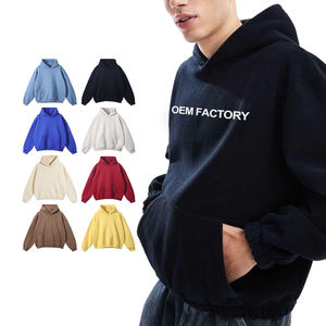 Sudadera con capucha de gran tamaño bordada de otoño unisex, ropa de calle holgada, jersey de lana de algodón - Product Image 1