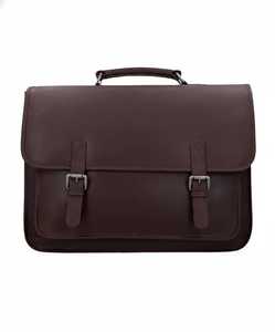 Maletín de Cuero Genuino Marrón Oscuro para Hombre, Bolso de Mensajero para Portátil, Bolso Vintage, Bolso de Hombro Cruzado para Oficina y Trabajo - Product Image 1