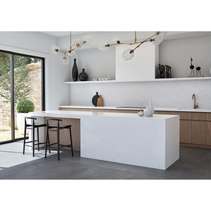 Custom Artificial Kitchen & Bathroom Vanity Tops Calacatta Quartz Stone Countertops Prefab Cut <b>Prime</b> Core Hotel Projects - Product Image 2