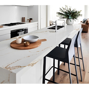 OEM sang trọng cao cấp calacatta vàng trắng tĩnh mạch Đá Nhân Tạo slab thạch anh <span class=keywords><strong>Countertop</strong></span> cho nhà bếp đảo Vanity đầu tường Bảng điều chỉnh - Product Image 6