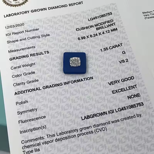 Diamante Cultivado en Laboratorio con Corte Asscher de 1-3 Quilates, Claridad VVS/VS, Corte Excelente, Certificado para Joyería - Product Image 4