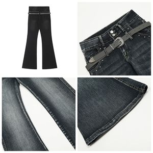 Jeans en denim droit taille mi-haute pour femmes, écologiques, imperméables, respirants, 100% coton, mode formelle été automne hiver - Product Image 6