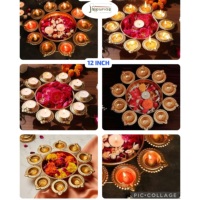 Figurine traditionnelle Jaipurios en fer antique de 12 pouces, style Diya Urli, avec boîte cadeau, décoration d'intérieur pour Diwali, mariages et célébrations