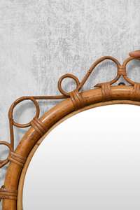 Mid-Century Modern <b>round</b> Rattan <b>Mirror</b> Hand Woven Thin Patterns Wall Decor for <b>Bathroom</b> and Living Room for Home or Gift - Product Image 4