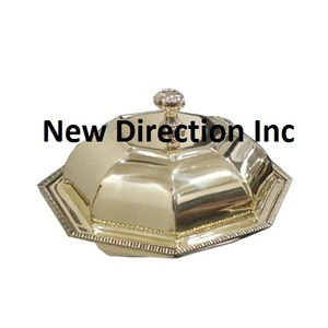 Vaisselle décorative de présentation de mariage pour approvisionnement alimentaire Royal Look avec couvercle plaqué argent Ustensiles de dîner de luxe Incrustation d'os Hotpot - Product Image 3