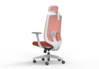 Chaise de bureau ergonomique pivotante en maille, dossier haut, hauteur réglable, cadre blanc, siège de direction